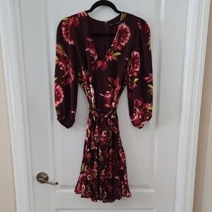 White House Black Market Burgundy Floral Dress